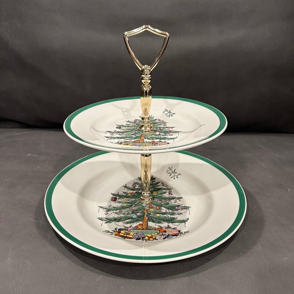 Spode Christmas Tree Double Tier Tray w/ Box included-1 ITEM -More items to List